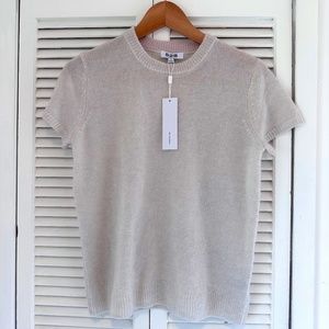 525 America Short Sleeve Cashmere Sweater, lt heather grey, Small
